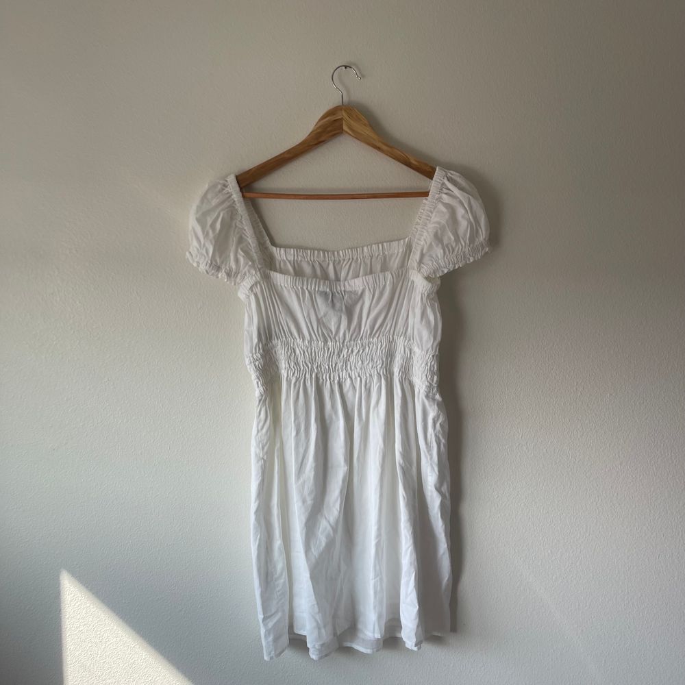 French Connection A-Line Gathered‎ White Cotton Mini Dress NWT - Picture 7 of 8